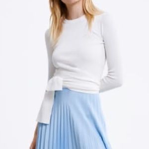 Zara white tie waist ribbed top